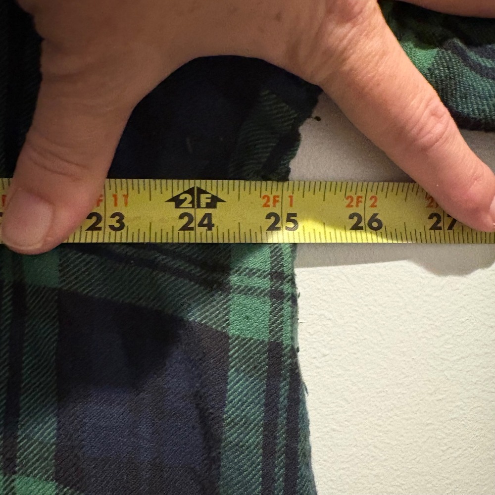The Vermont Country Store Flannel Tunic Plaid Shirt XL Green Navy Oversized Cozy - Picture 7 of 10